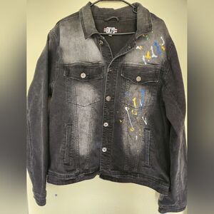 BKYS "stay low key" paint splatter jean jacket